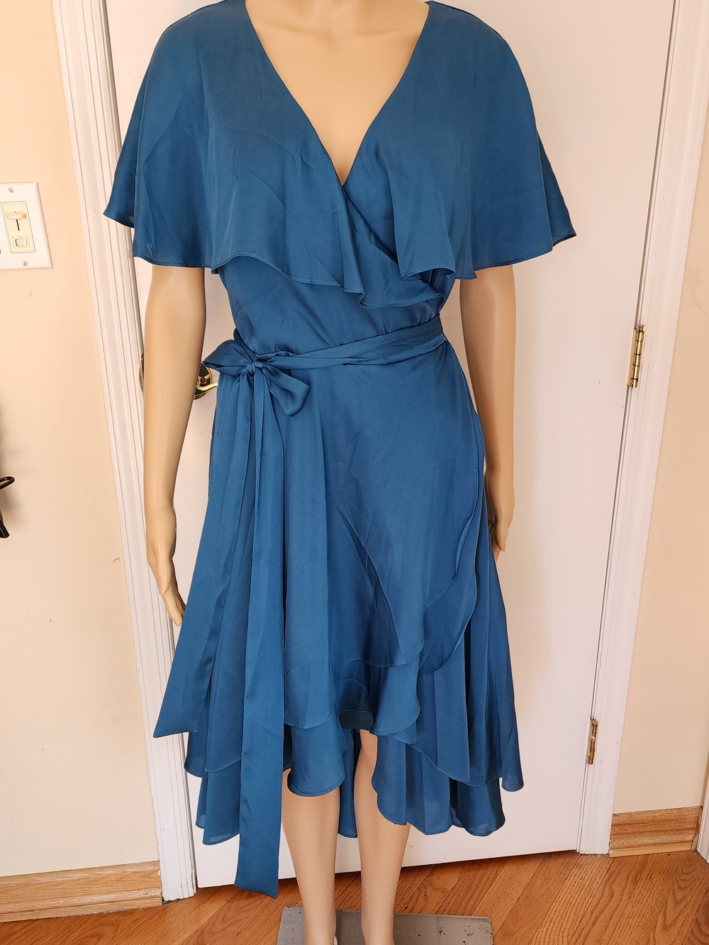 VENUS Teal Blue High-Low Ruffle Wrap Dress (BRAND NEW)